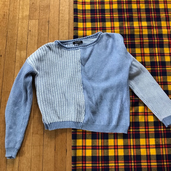 525 America Asymmetrical Blue Cable Knit Sweater - Picture 2 of 5